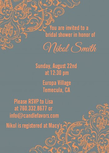 Grey & Orange - Bridal Shower Invitations