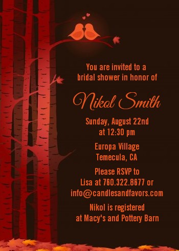 Fall Love Birds - Bridal Shower Invitations