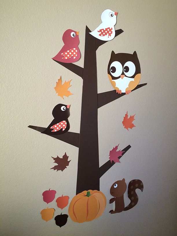  Owl - Fall Theme or Halloween - Baby Shower Fall Owl Tree Cut-Out 