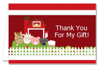 Farm Animals - Birthday Party Thank You Cards