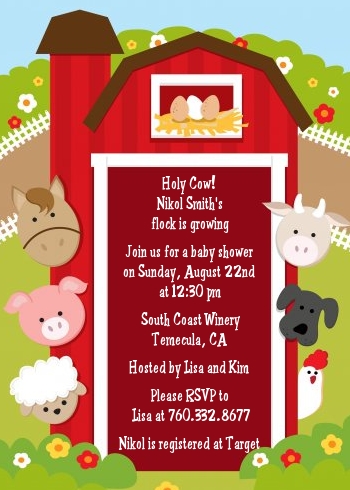 Farm Animals - Baby Shower Invitations