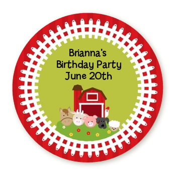  Farm Animals - Round Personalized Birthday Party Sticker Labels 