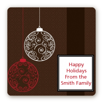 Festive Ornaments - Square Personalized Christmas Sticker Labels