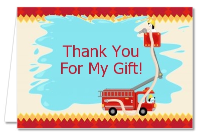 Fire Truck - Birthday Party Thank You Cards