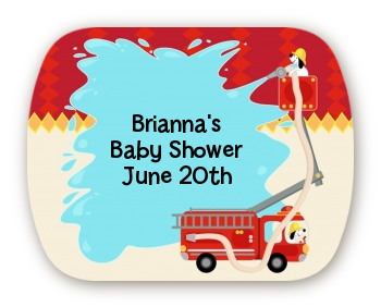 Fire Truck - Personalized Baby Shower Rounded Corner Stickers