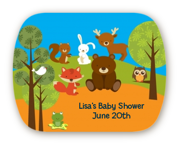 Forest Animals - Personalized Baby Shower Rounded Corner Stickers