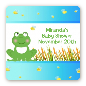 Froggy - Square Personalized Baby Shower Sticker Labels