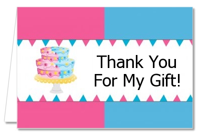 Gender Reveal Cake - Baby Shower Thank You Cards