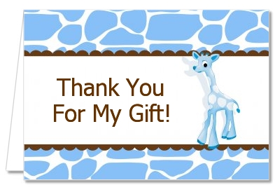 Giraffe Blue - Birthday Party Thank You Cards