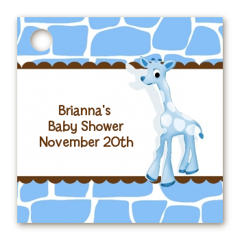 Giraffe Blue - Personalized Baby Shower Card Stock Favor Tags