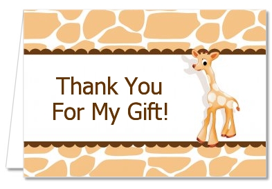  Giraffe Brown - Birthday Party Thank You Cards Giraffe - Brown