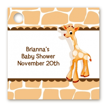 Giraffe Brown - Personalized Baby Shower Card Stock Favor Tags