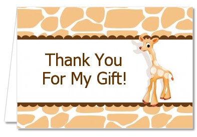  Giraffe Brown - Baby Shower Thank You Cards Giraffe - Brown