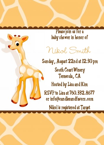  Giraffe Brown - Baby Shower Invitations Brown
