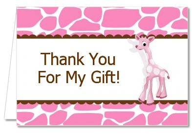 Giraffe Pink - Birthday Party Thank You Cards