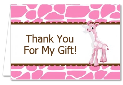 Giraffe Pink - Baby Shower Thank You Cards