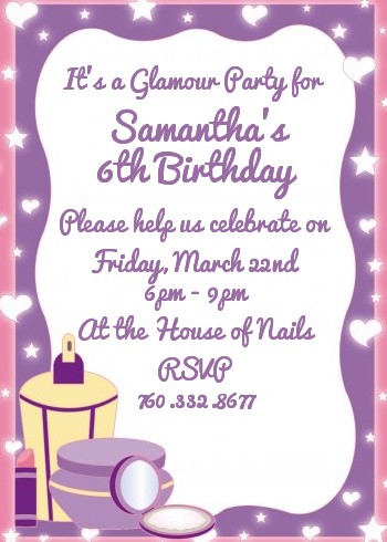 Glamour Girl - Birthday Party Invitations