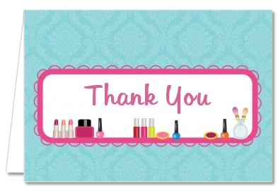 Glamour Girl Makeup Party - Birthday Party Thank You Cards