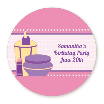  Glamour Girl - Round Personalized Birthday Party Sticker Labels 