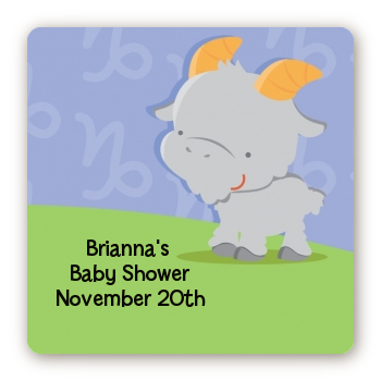 Goat | Capricorn Horoscope - Square Personalized Baby Shower Sticker Labels