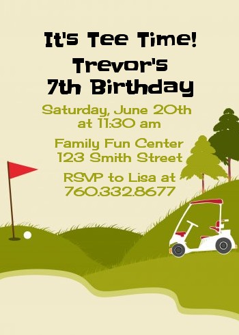 Golf Cart - Birthday Party Invitations