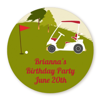  Golf Cart - Round Personalized Birthday Party Sticker Labels 