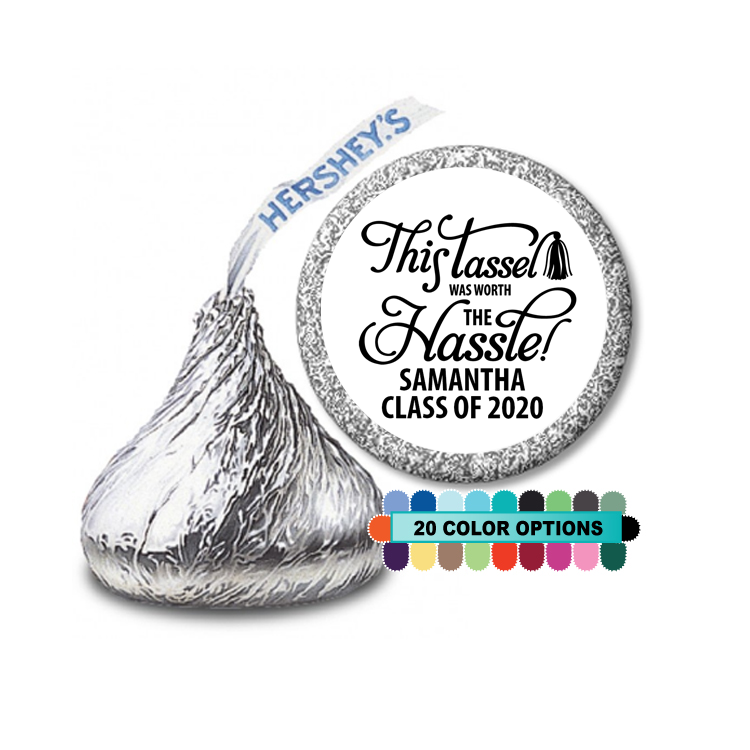  Tassel Worth The Hassle - Hershey Kiss Graduation Party Sticker Labels 