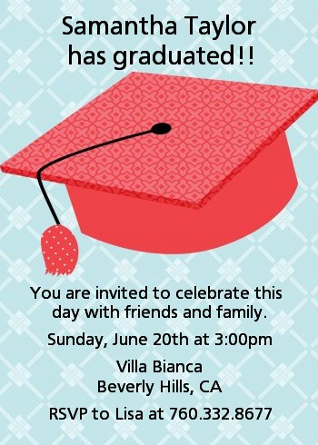 Graduation Cap Red - Graduation Party Invitations