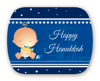Hanukkah Baby - Personalized Baby Shower Rounded Corner Stickers