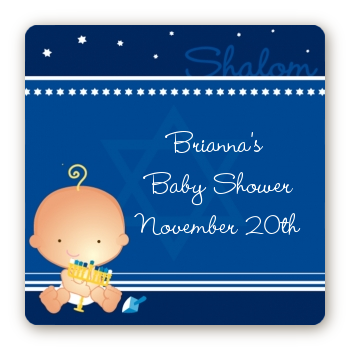 Hanukkah Baby - Square Personalized Baby Shower Sticker Labels
