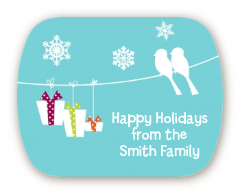 Happy Holidays on a String - Personalized Christmas Rounded Corner Stickers