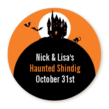  Haunted House - Round Personalized Halloween Sticker Labels 