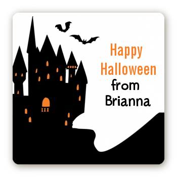 Haunted House - Square Personalized Halloween Sticker Labels