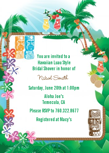 Hawaiian Luau - Bridal Shower Invitations