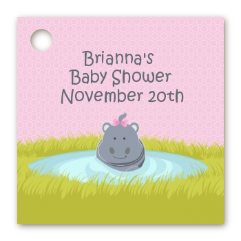 Hippopotamus Girl - Personalized Baby Shower Card Stock Favor Tags