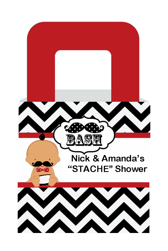  Little Man Mustache Black/Grey - Personalized Baby Shower Favor Boxes 