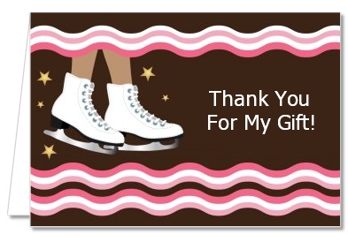 Ice Skating African American - Birthday Party Thank You Cards
