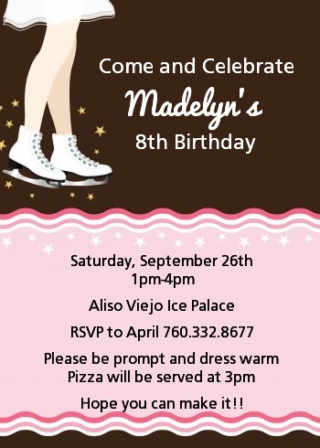Ice Skating - Birthday Party Invitations