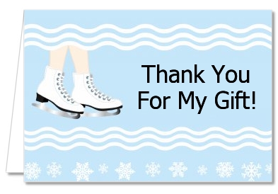 Ice Skating with Snowflakes - Birthday Party Thank You Cards