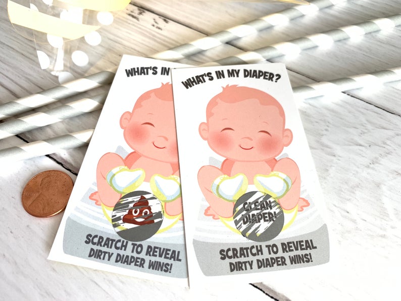  What's In My Diaper - Baby Shower Scratch Off Game Tickets 