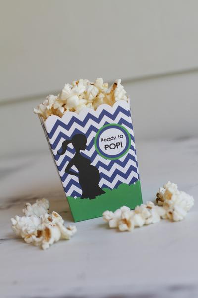 Ready To Pop Chevron Blue and Green - Baby Shower Popcorn Boxes