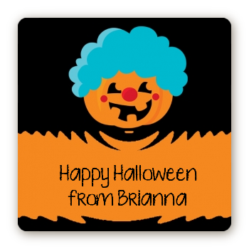 Jack O Lantern Clown - Square Personalized Halloween Sticker Labels