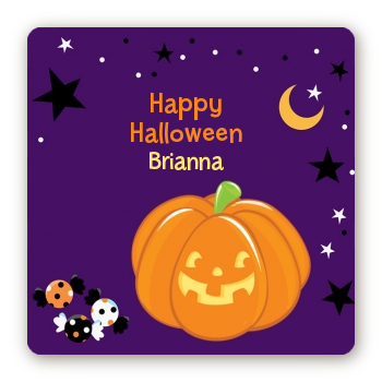 Jack O Lantern - Square Personalized Halloween Sticker Labels