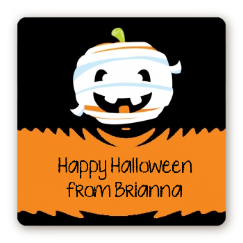 Jack O Lantern Mummy - Square Personalized Halloween Sticker Labels