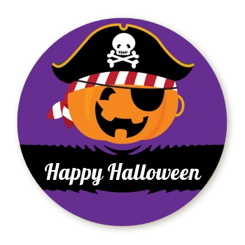  Jack O Lantern Pirate - Round Personalized Halloween Sticker Labels 