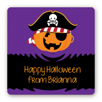 Jack O Lantern Pirate - Square Personalized Halloween Sticker Labels