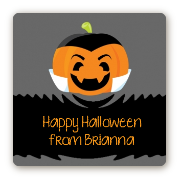 Jack O Lantern Vampire - Square Personalized Halloween Sticker Labels