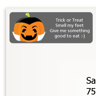 Jack O Lantern Vampire - Halloween Return Address Labels