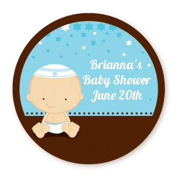  Jewish Baby Boy - Round Personalized Baby Shower Sticker Labels 