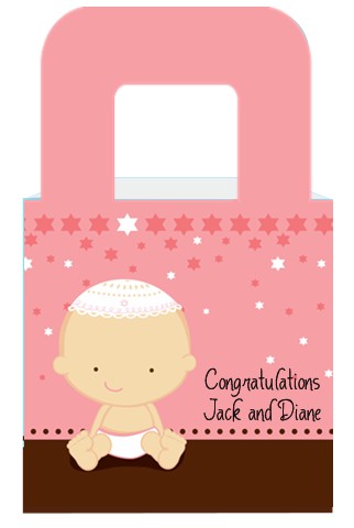 Jewish Baby Girl - Personalized Baby Shower Favor Boxes